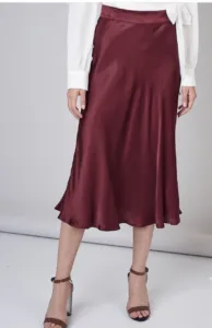 Satin Flare Midi Skirt
