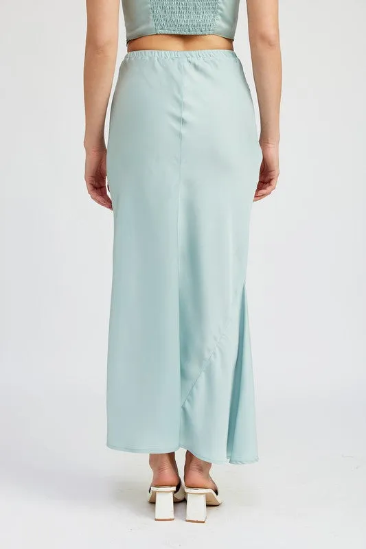 Sea Satin Midi Skirt