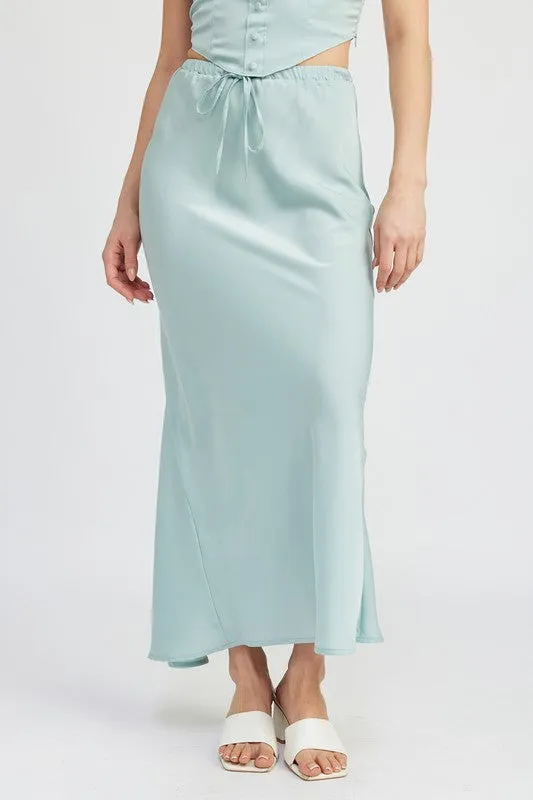 Sea Satin Midi Skirt