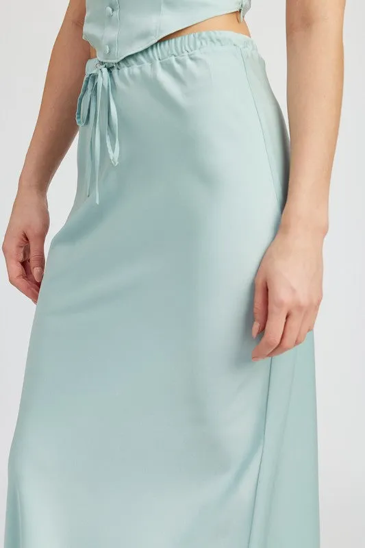 Sea Satin Midi Skirt