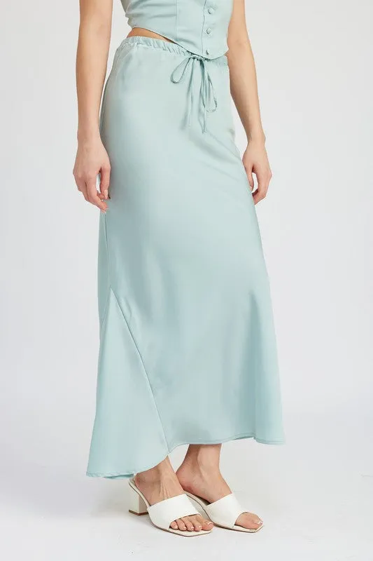Sea Satin Midi Skirt