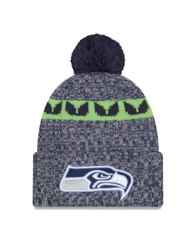 Seattle Seahawks New Era 2023 Sideline - Sport Cuffed Pom Knit Hat - Navy