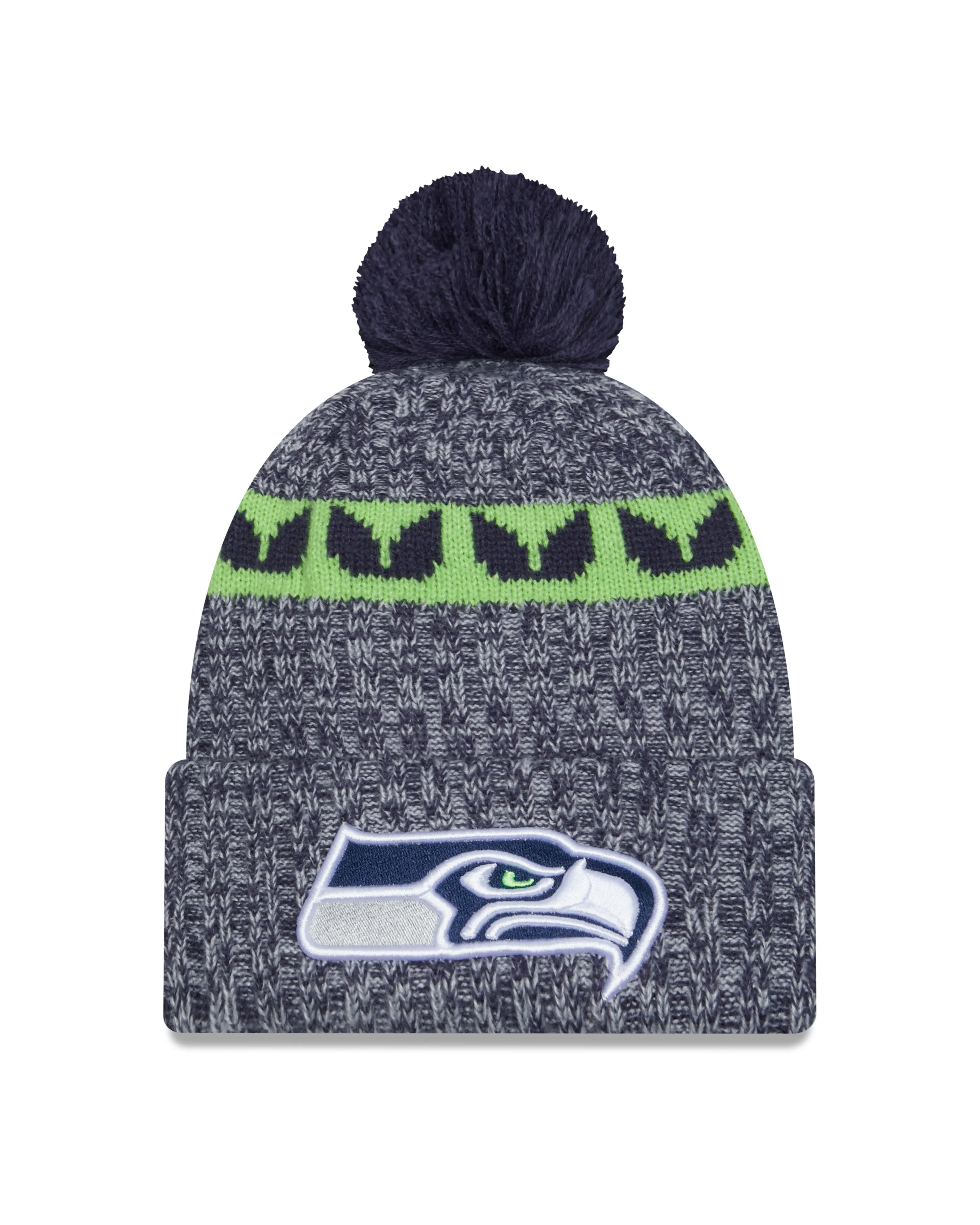 Seattle Seahawks New Era 2023 Sideline - Sport Cuffed Pom Knit Hat - Navy