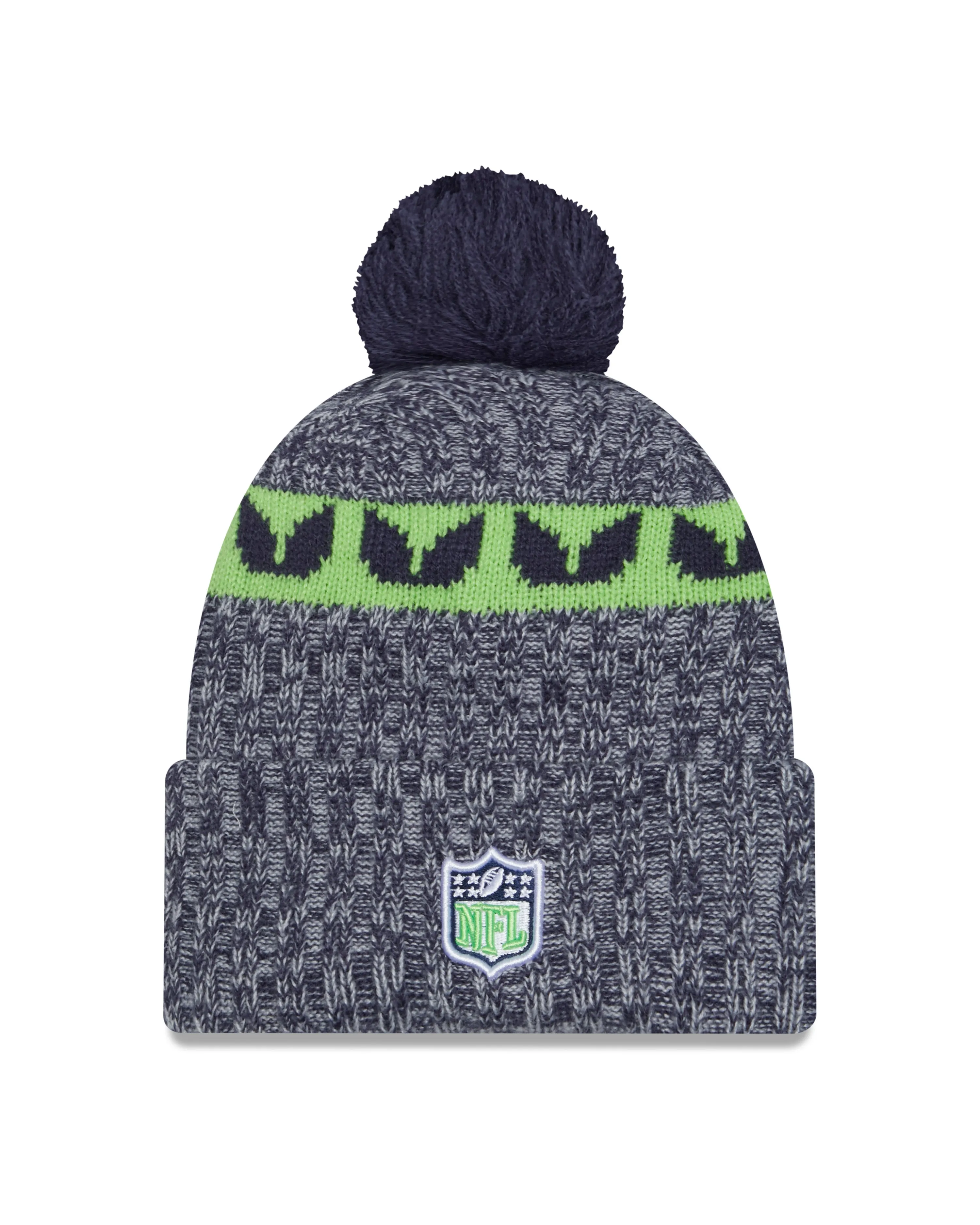 Seattle Seahawks New Era 2023 Sideline - Sport Cuffed Pom Knit Hat - Navy