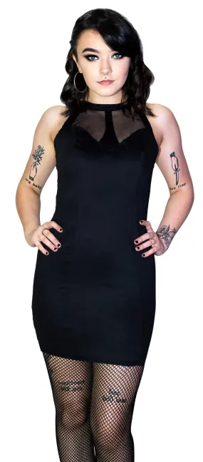See-through Lace Net Black Mini Dress - Raelyn