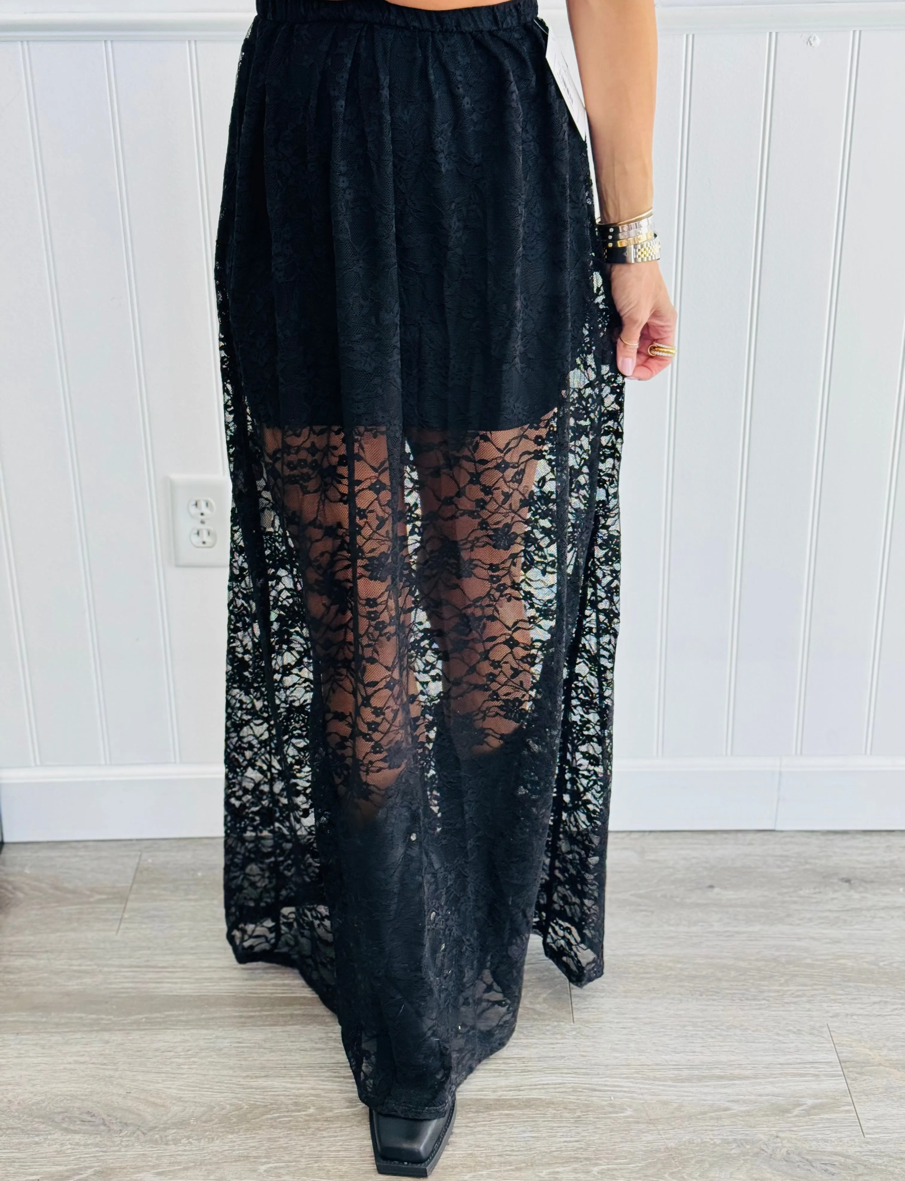 Sheer Lace Maxi Skirt (Reg. & Plus) - 2 Colors
