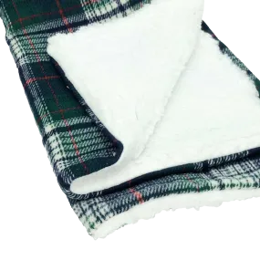 Sherpa Lined Pet Blanket in Blue & Green