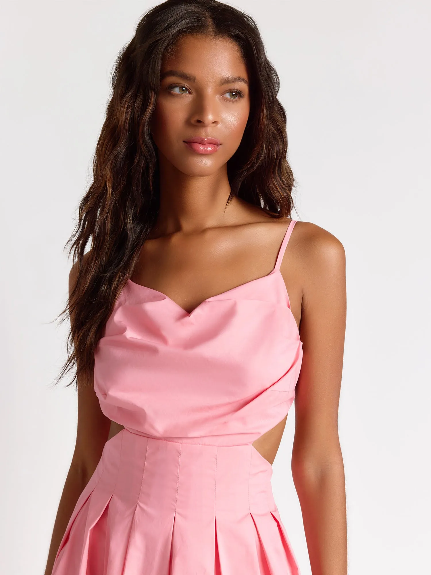 Sleeveless Cowl Neck Cut Out Midi Dress - Lena