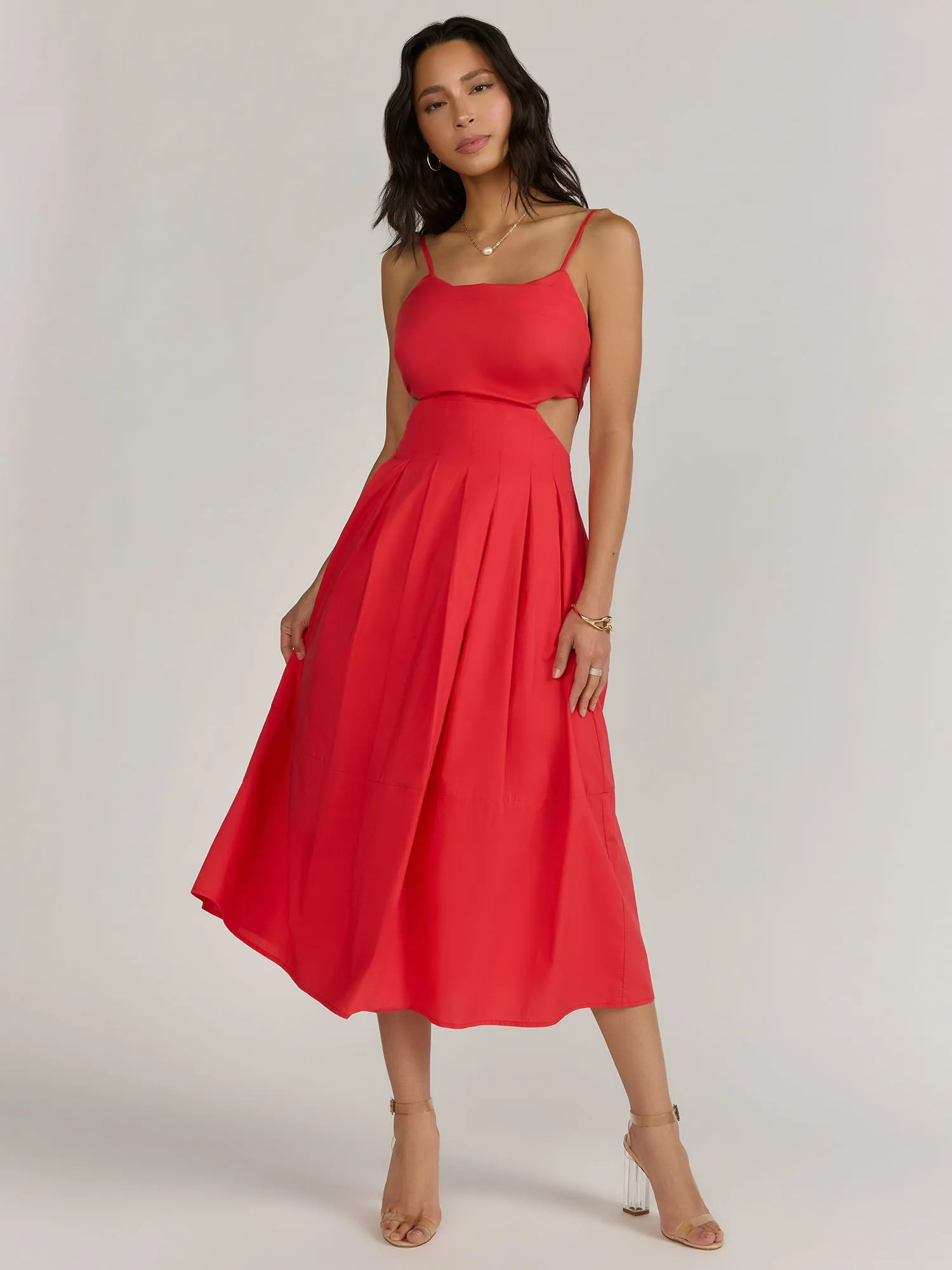 Sleeveless Cowl Neck Cut Out Midi Dress - Lena