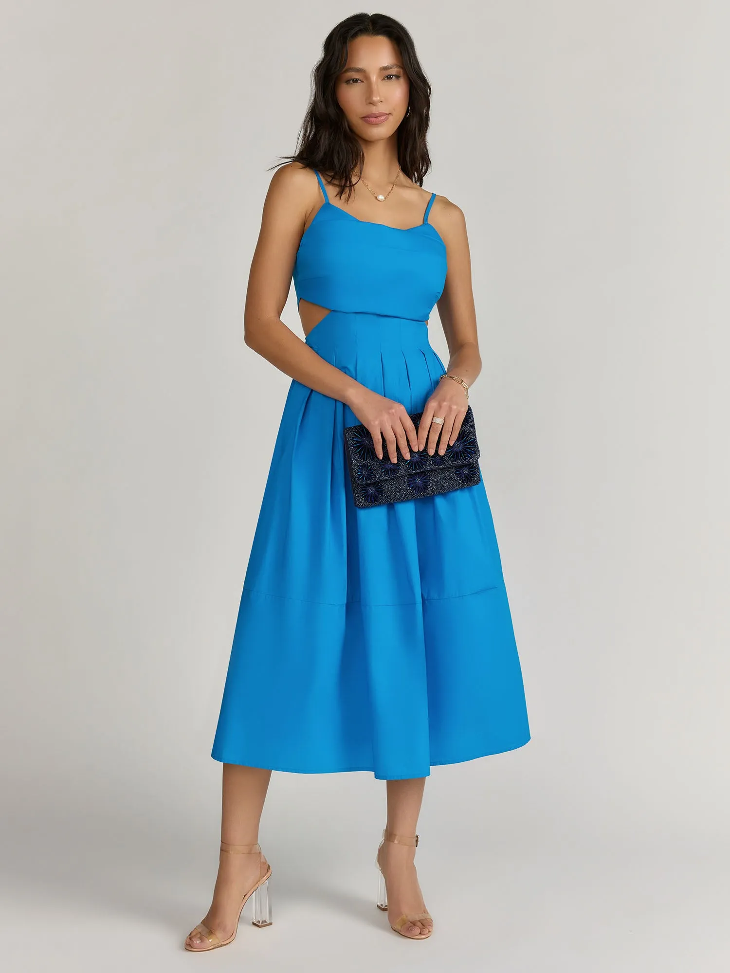 Sleeveless Cowl Neck Cut Out Midi Dress - Lena