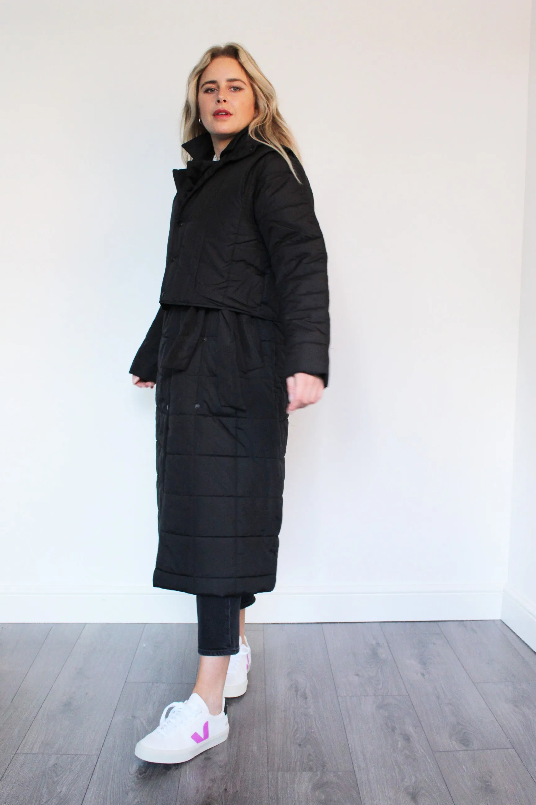 SLF Bonna Coat with Vest in Black