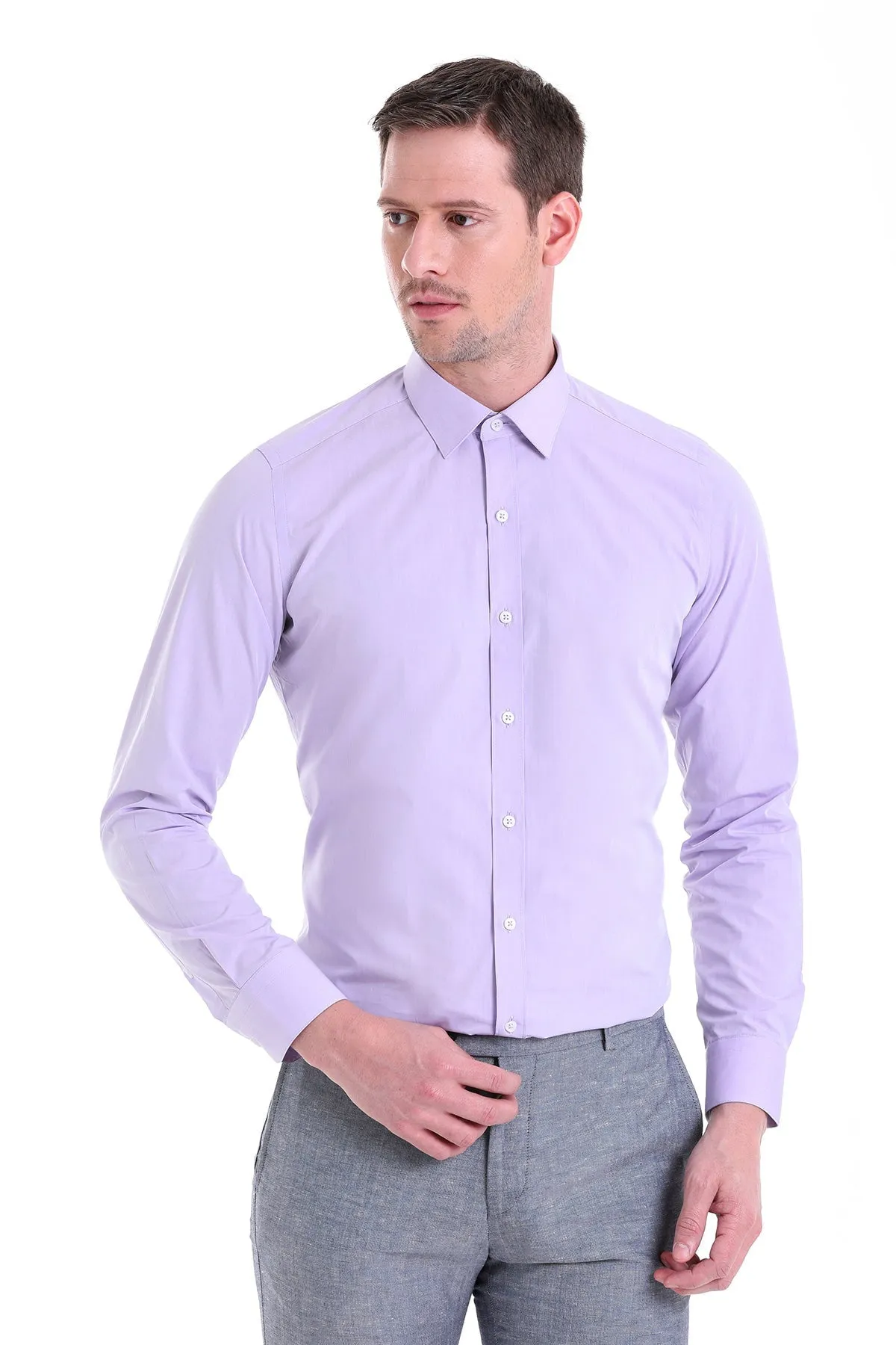 Slim Fit Lilac Cotton Dress Shirt