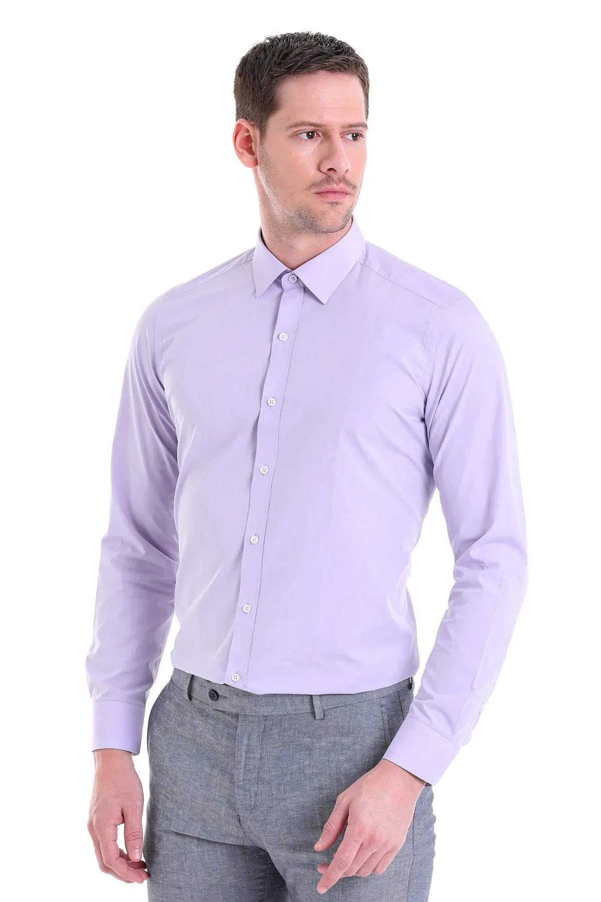 Slim Fit Lilac Cotton Dress Shirt
