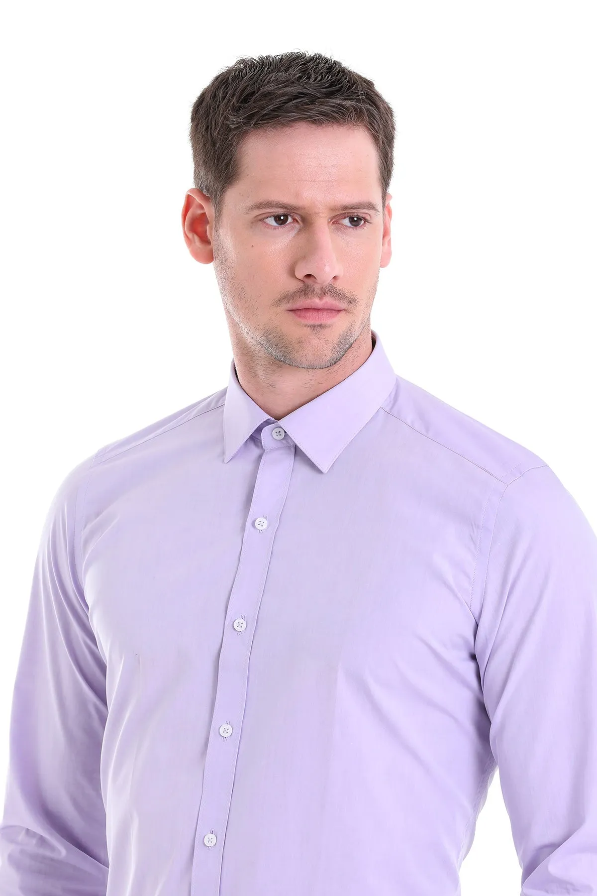 Slim Fit Lilac Cotton Dress Shirt