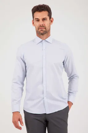 Slim Fit Long Sleeve Cotton Blend Navy Dress Shirt