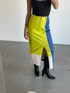 SM blue green maxi canvas skirt