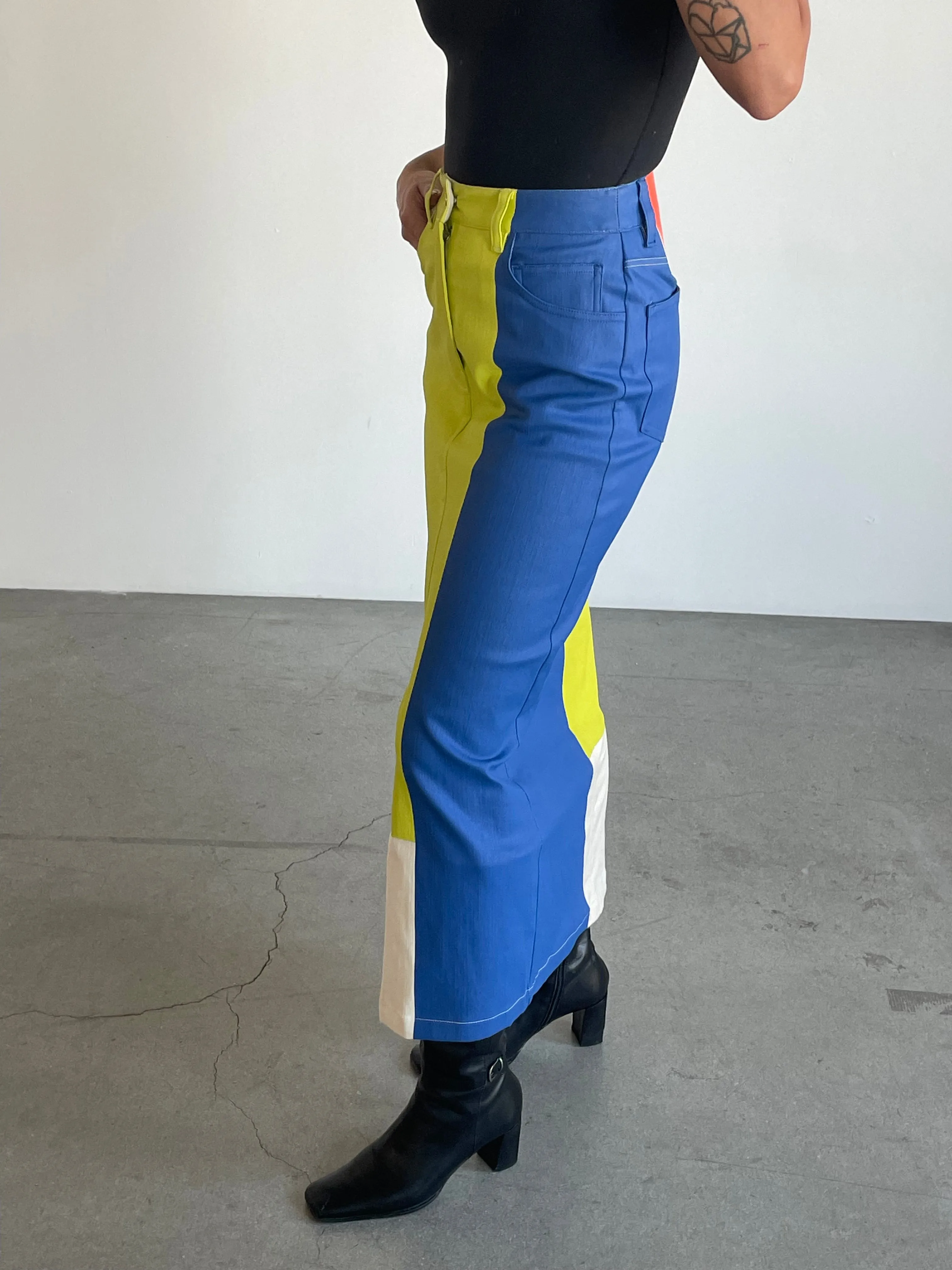 SM blue green maxi canvas skirt