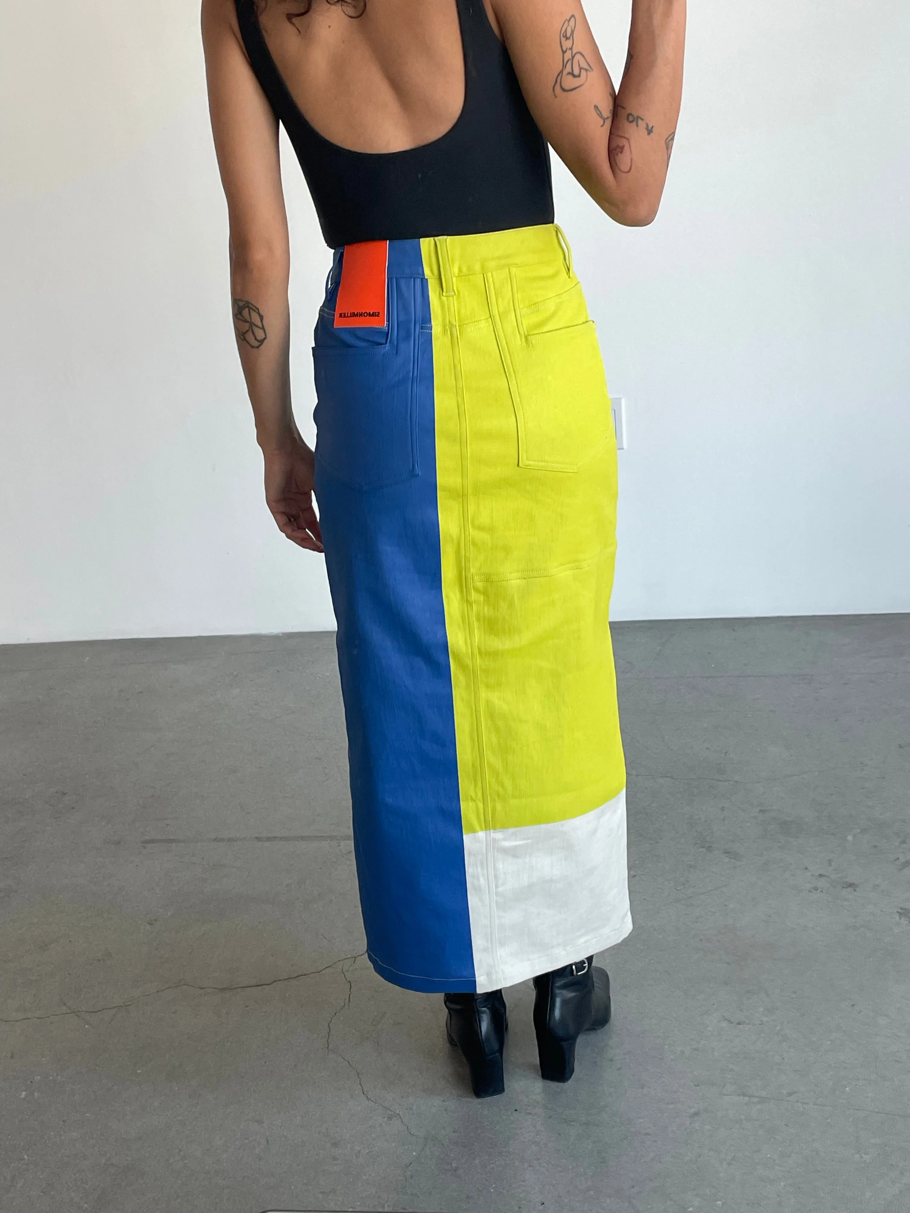 SM blue green maxi canvas skirt