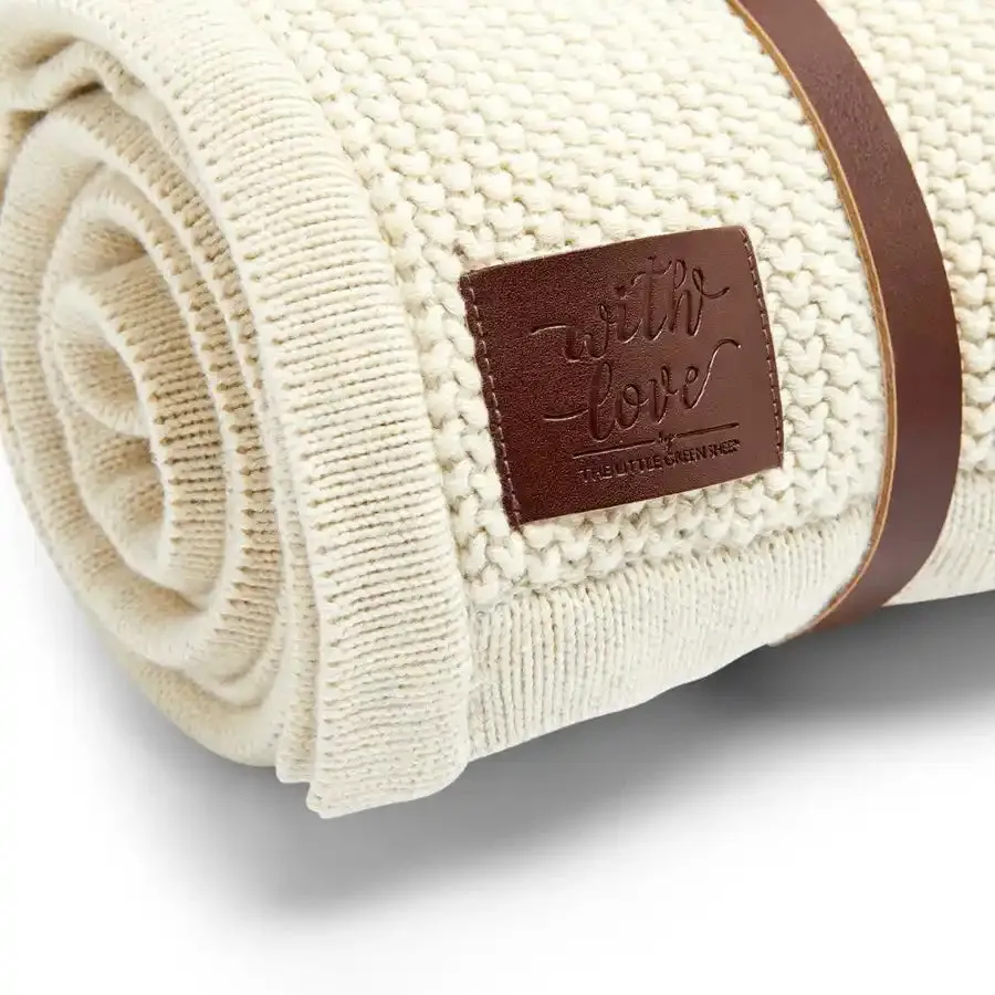 Snuz Organic Knitted Fleece Baby Blanket - Linen