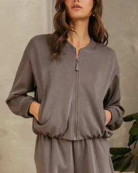 Soft Modal Bomber Jacket - Charcoal