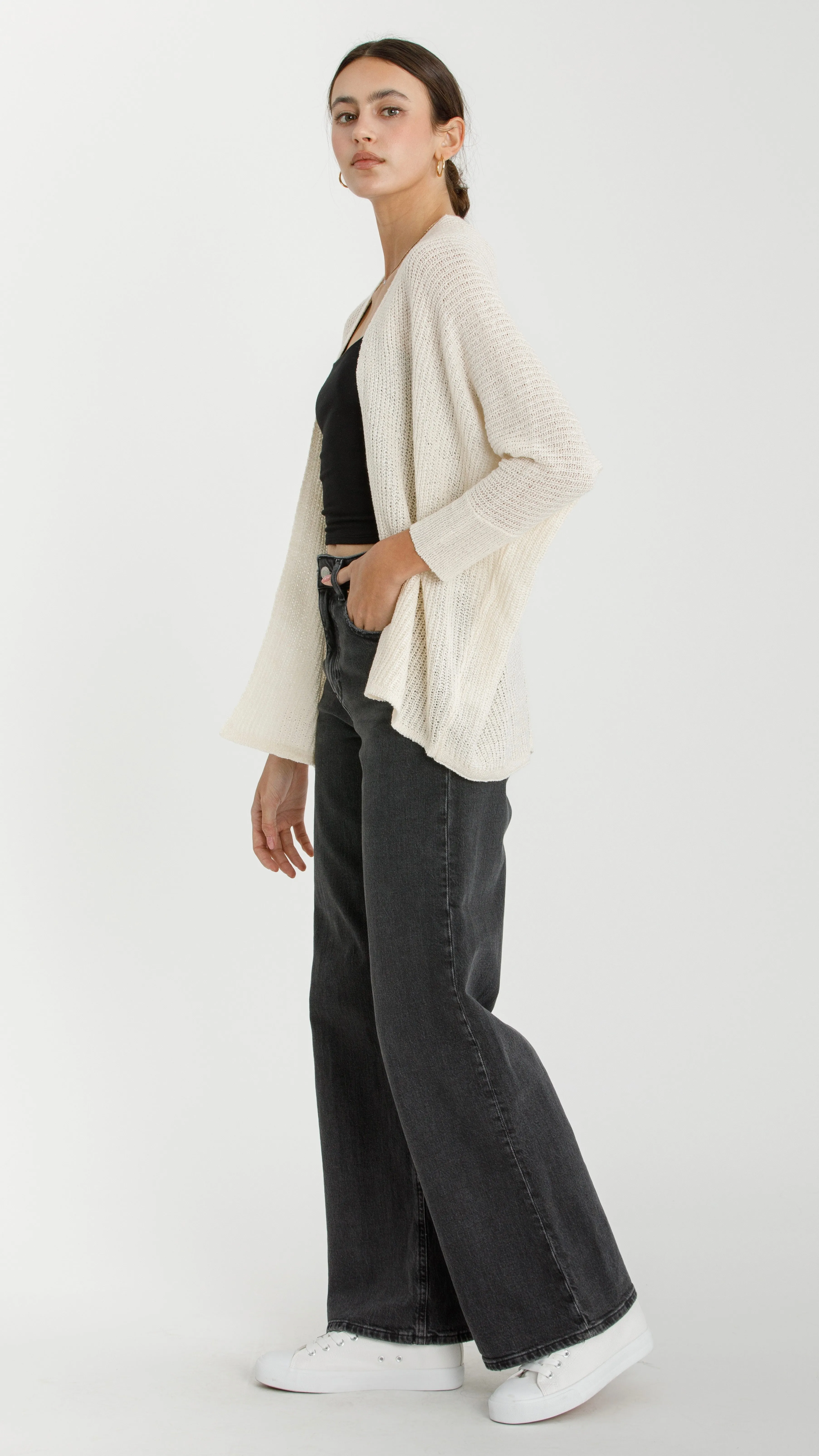 Solid Dolman 3/4 Sleeve Cardigan