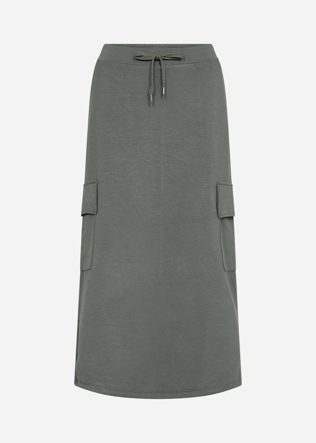 Soya Concept - Banu 189 Drawstring Waist Cargo Skirt in Misty Green