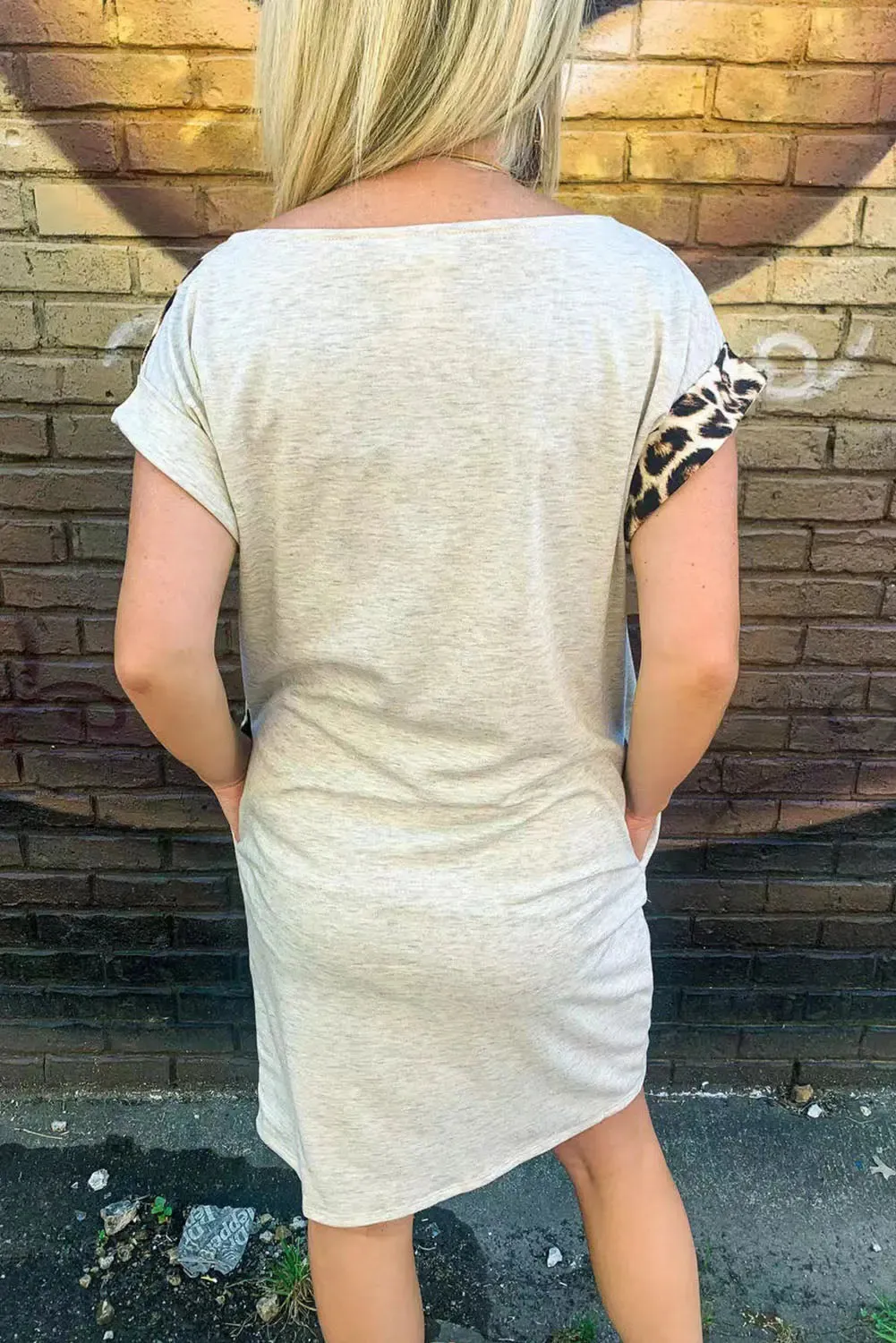 Split Cheetah & Grey T Shirt Dress