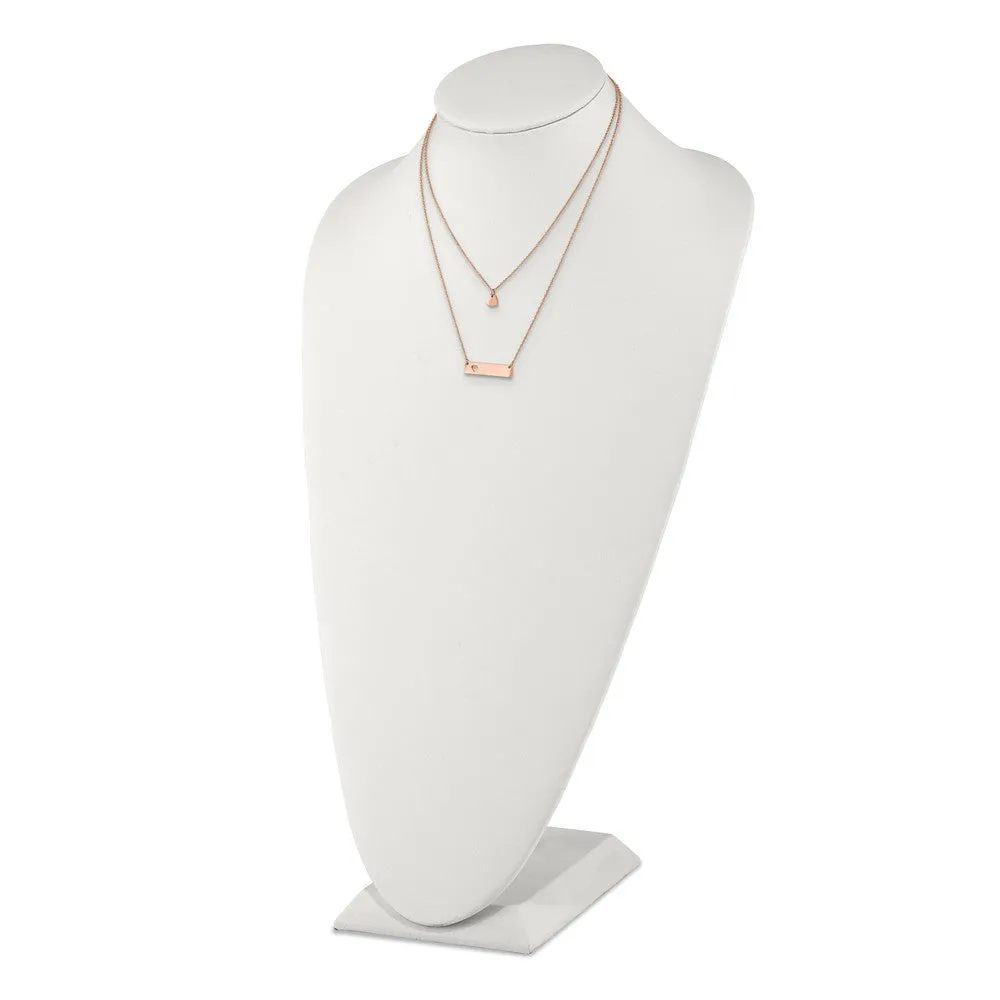 Stainless Steel Rose Ip-plated Heart Bar Multi-strand 1.5in ext Necklace