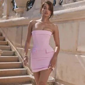 Strapless Pink Bodycon Charming Suit Mini Dress