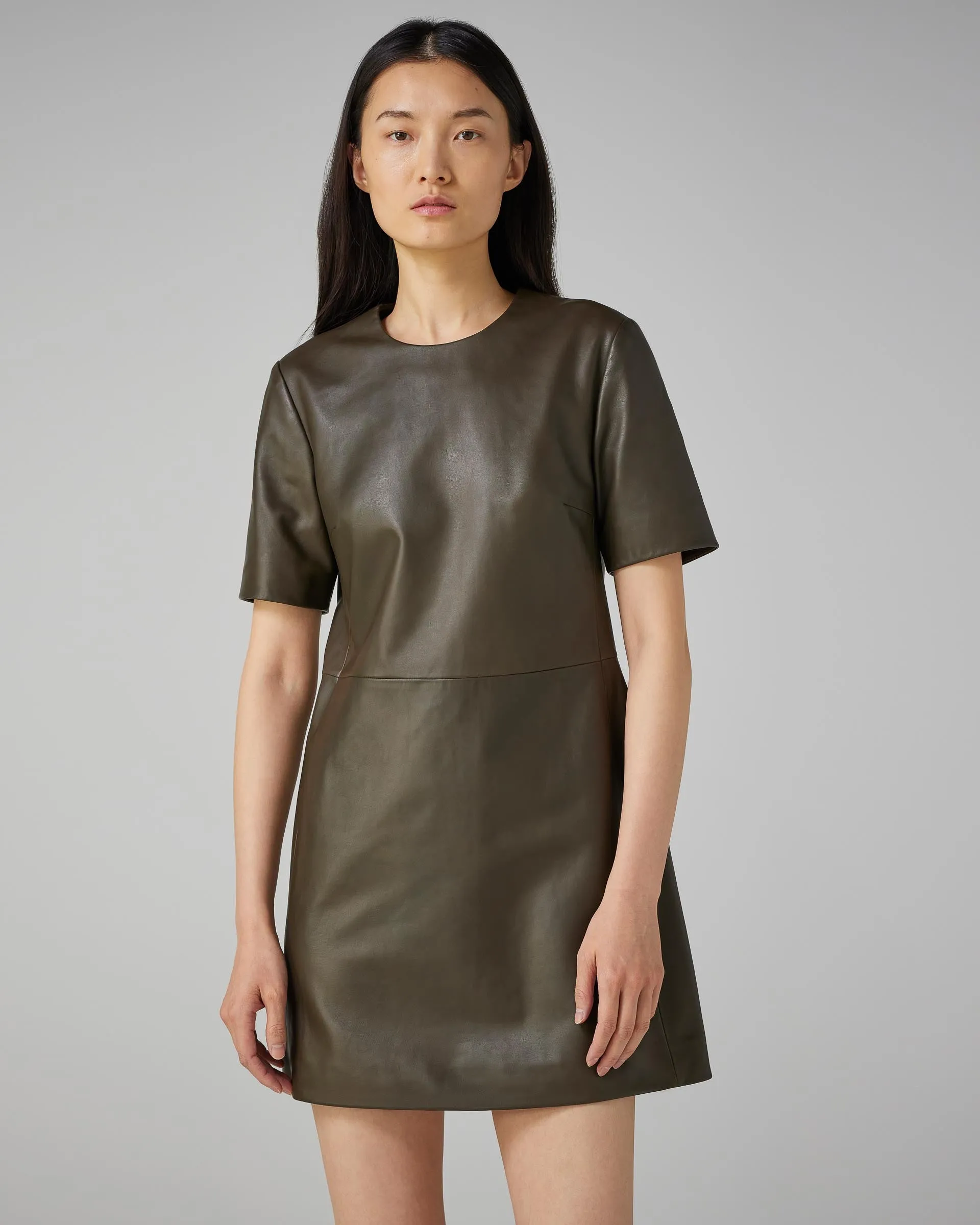 Tabitha Dress in Leather, Tobacco