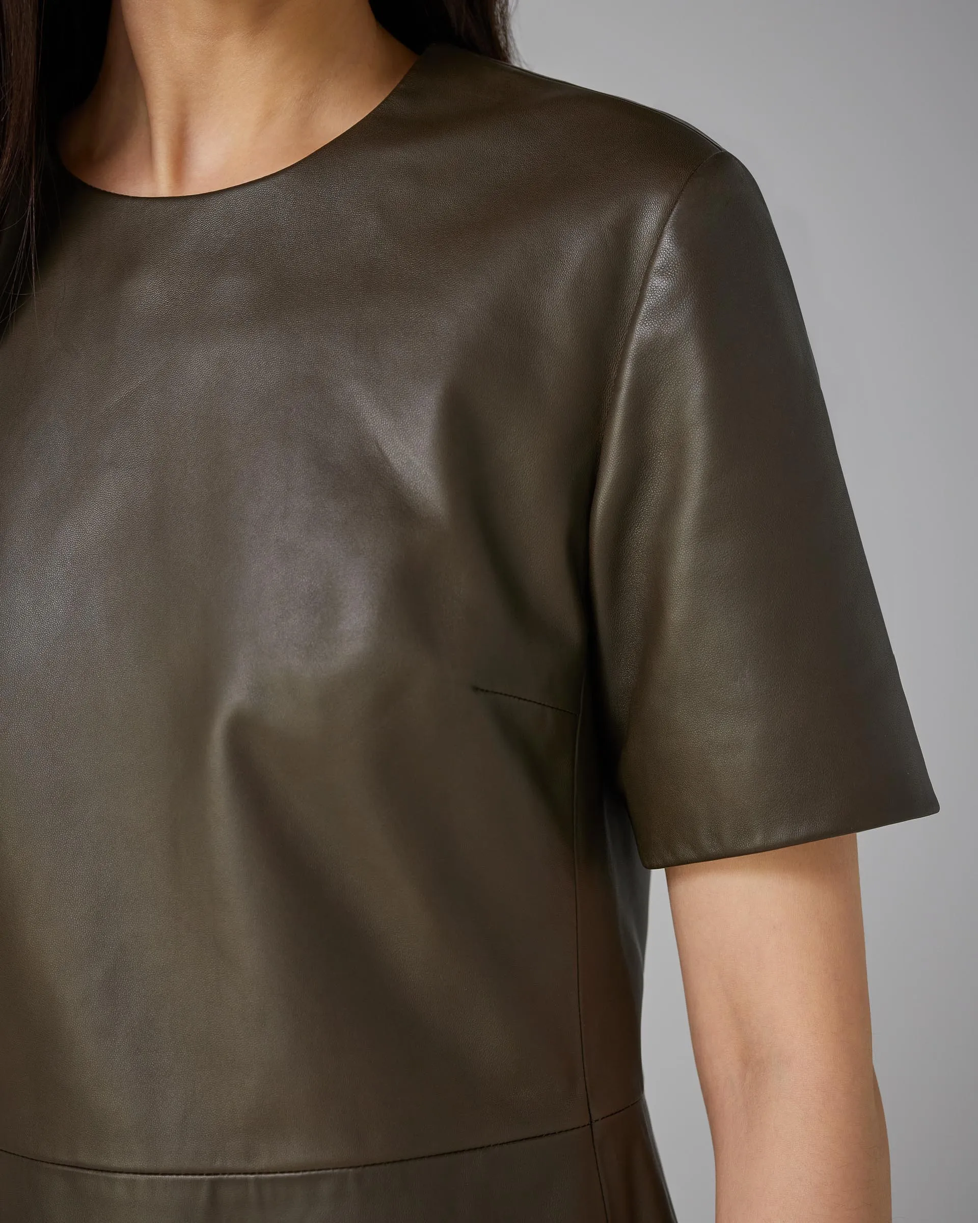 Tabitha Dress in Leather, Tobacco
