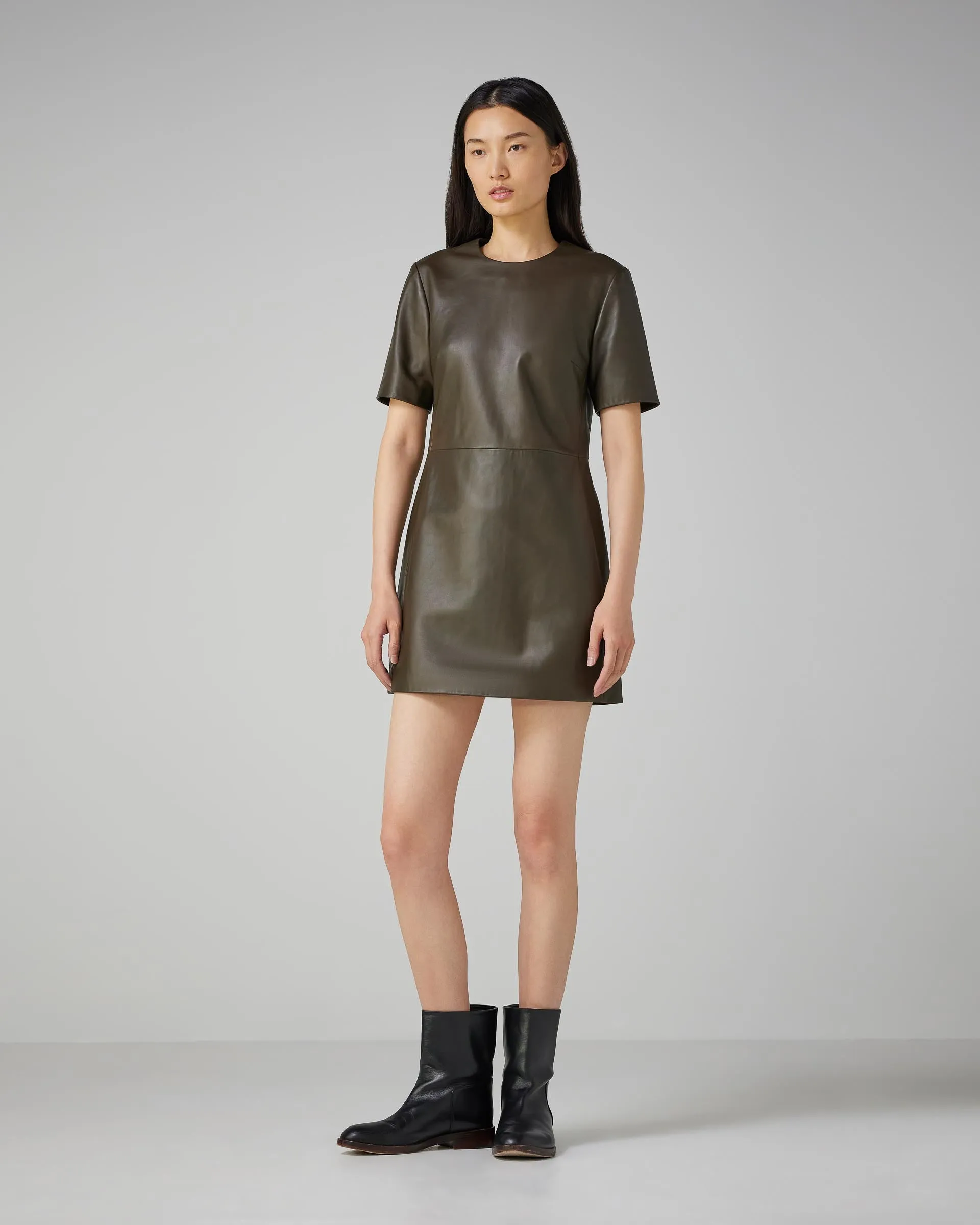 Tabitha Dress in Leather, Tobacco
