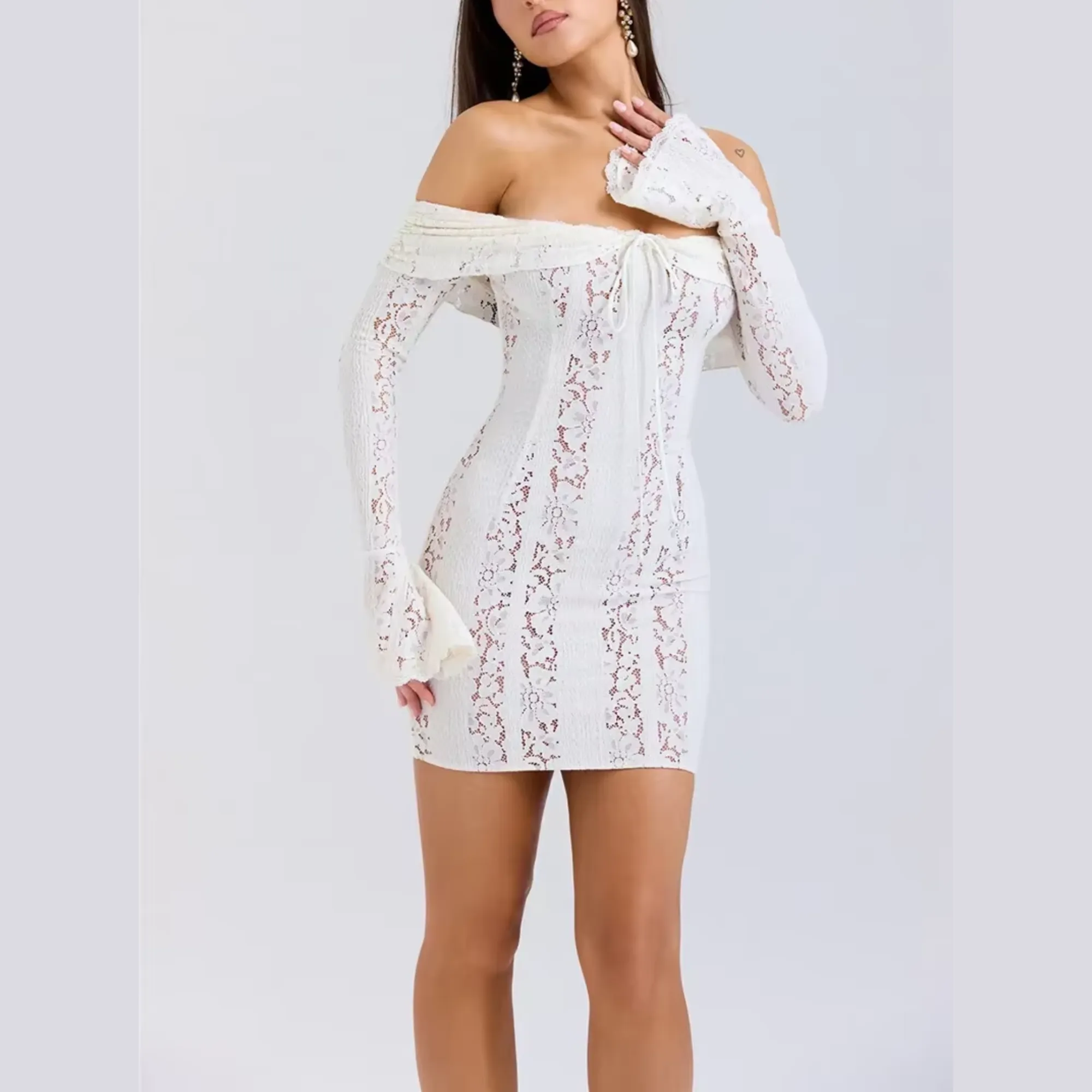 Thalia - Lace Off Shoulder Bodycon Dress