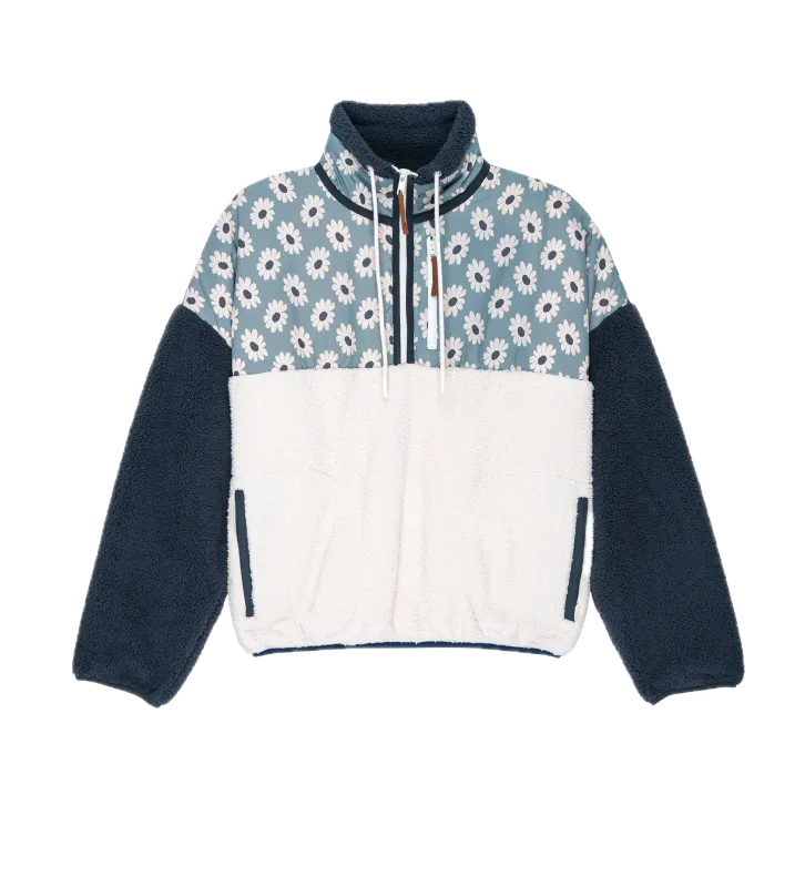 The Great Plush Terrain Half Zip in Falling Daisy Colorblock