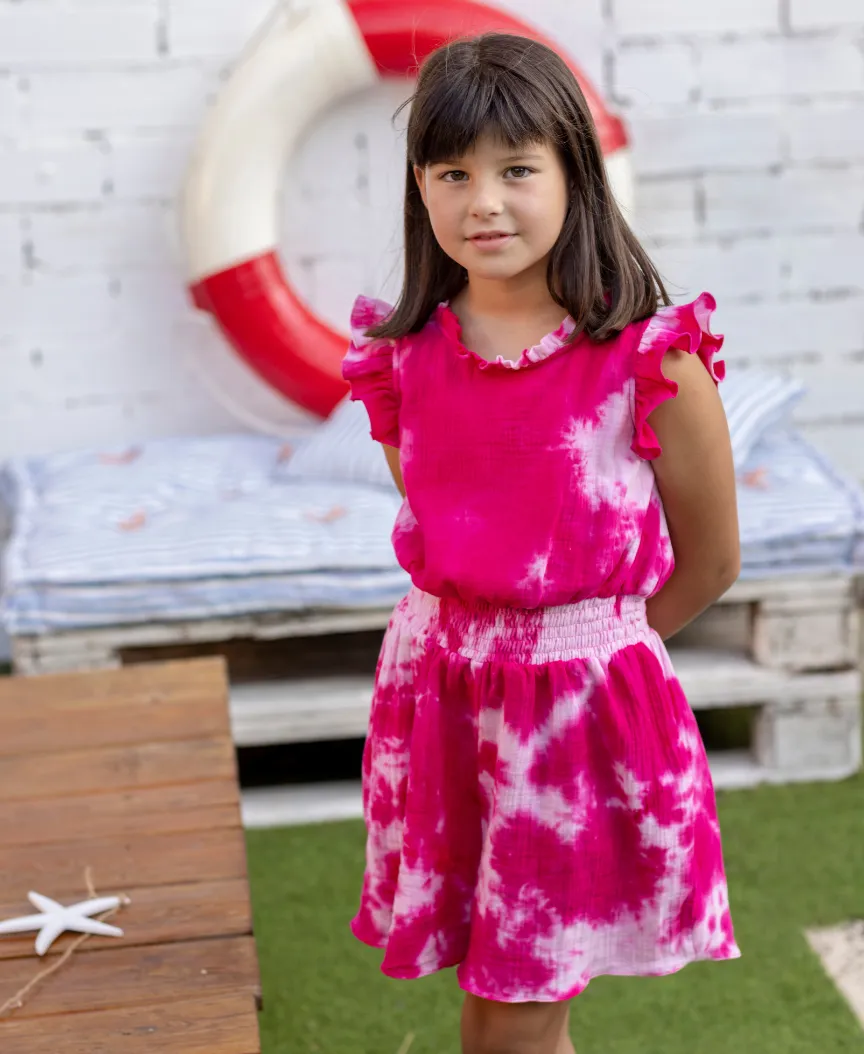 Tie Dye Fuchsia Chanel Romper