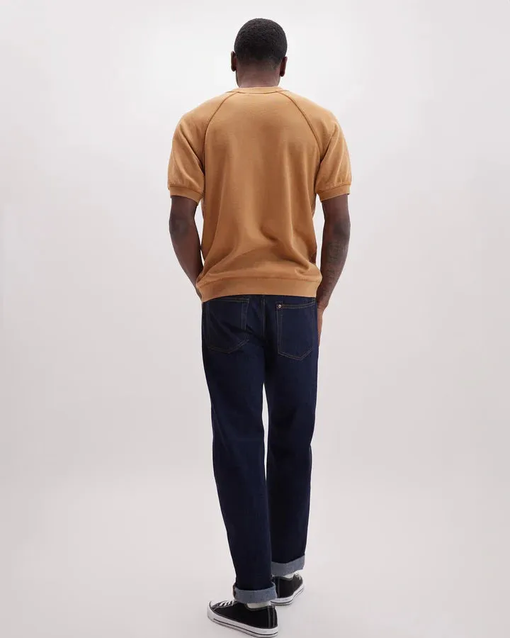Unisex Recycled Fleece Raglan Short Sleeve Sweatshirt - Mineral Gold Spice