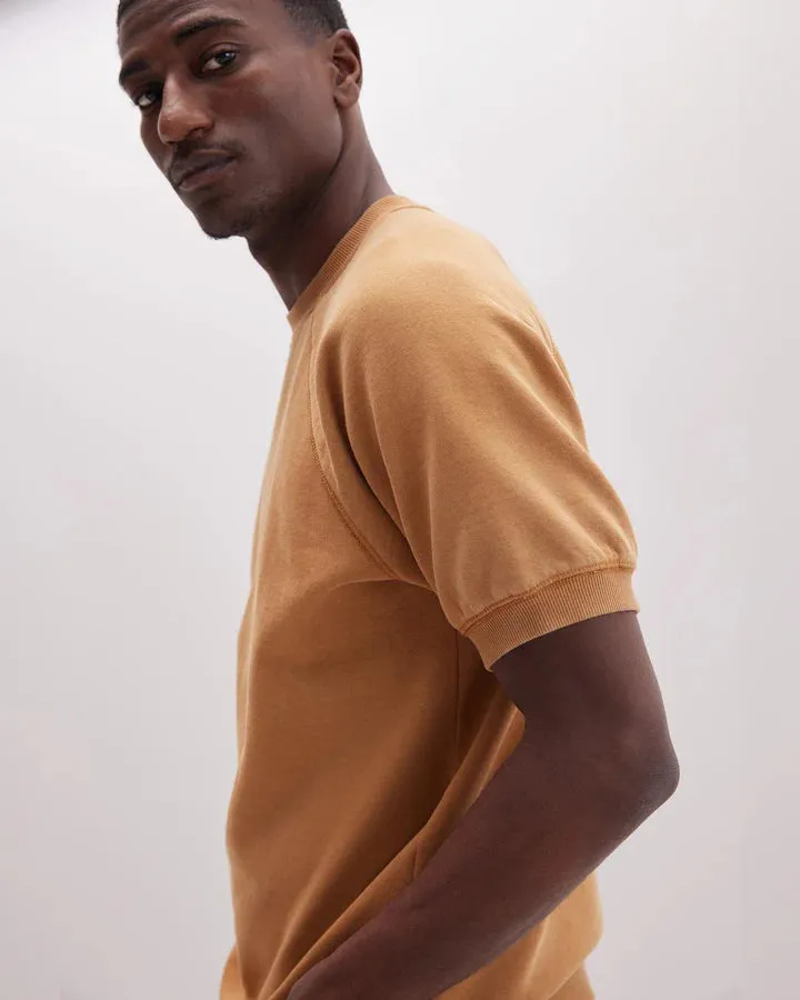 Unisex Recycled Fleece Raglan Short Sleeve Sweatshirt - Mineral Gold Spice