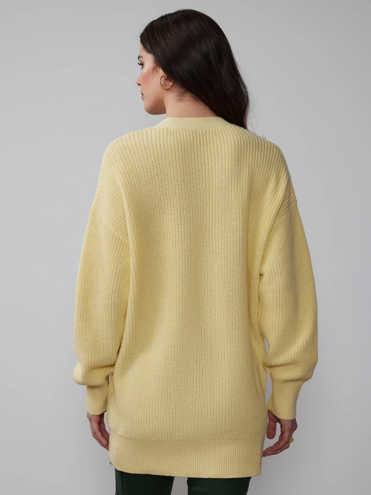 V-Neck Shaker-Stitch Cardigan