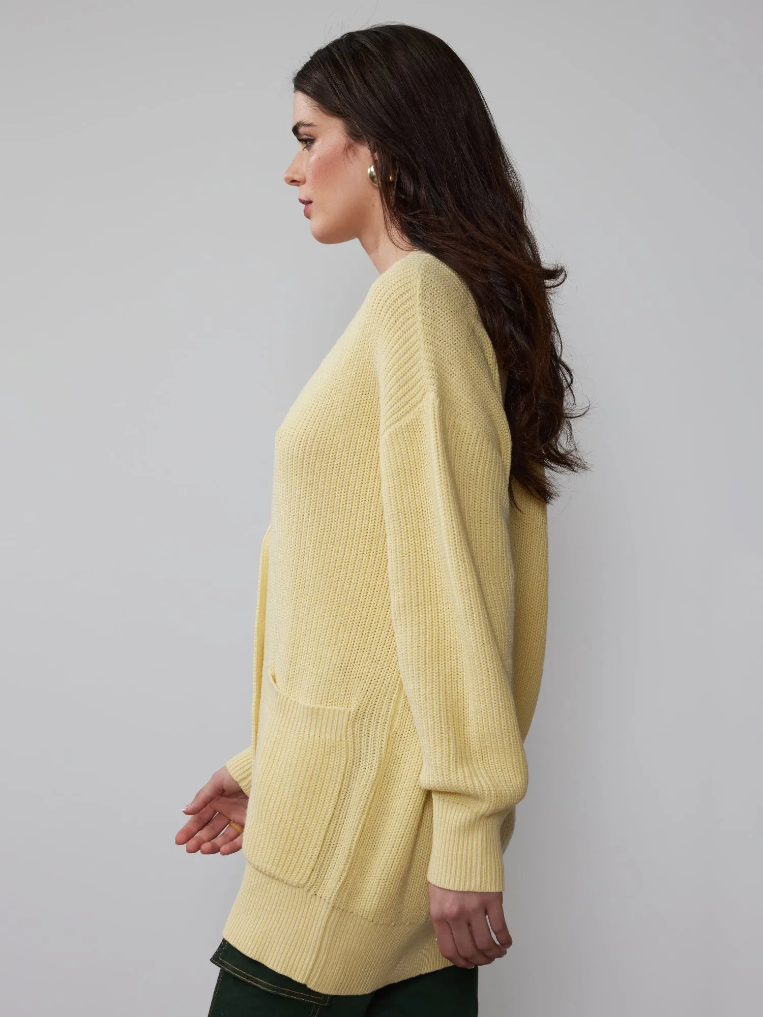 V-Neck Shaker-Stitch Cardigan