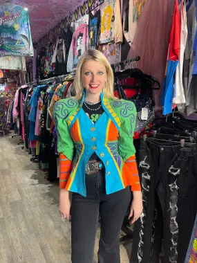 Vintage 90s Geometric Colorblock Peplum Jacket