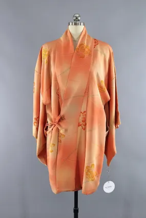 Vintage Silk Kimono Jacket / Orange Ombre Floral