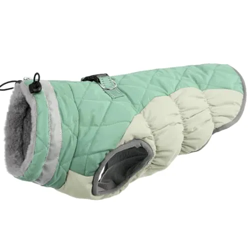 Warm Winter Dog Jacket with Built-in Harness Waterproof Windproof Reflective Fleece Vest with Zipper