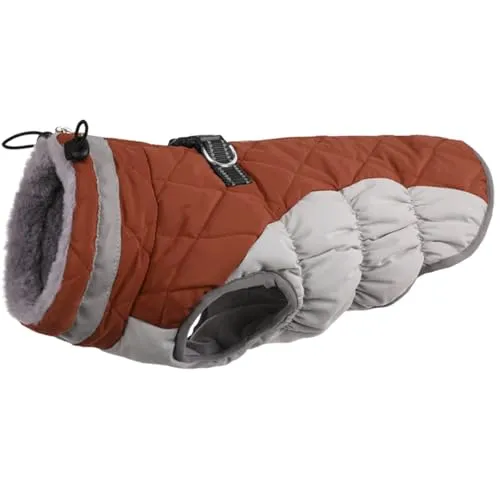 Warm Winter Dog Jacket with Built-in Harness Waterproof Windproof Reflective Fleece Vest with Zipper