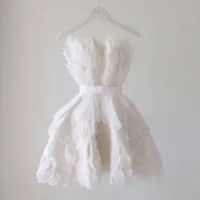 WHITE FEATHER SHORT PROM DRESS, GRADUATION HOMECOMING DRESSES    fg1312