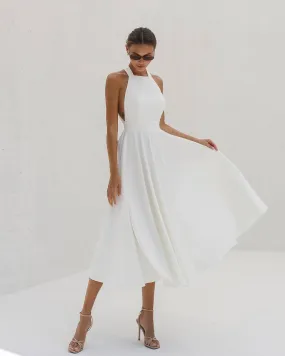 White midi dress "Bow tie back"