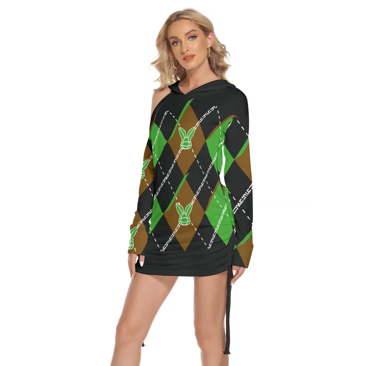 Women's One-shoulder Argyle Dress