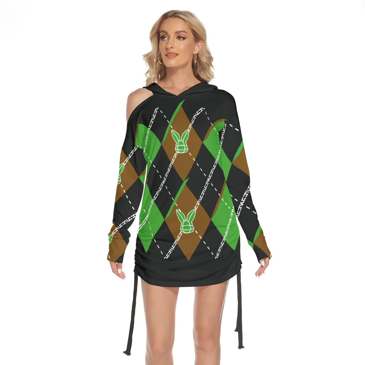 Women's One-shoulder Argyle Dress