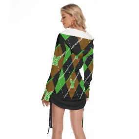 Women's One-shoulder Argyle Dress