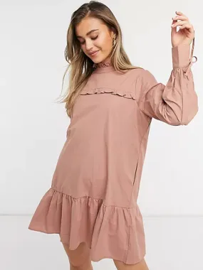 Women's Plain Solid Dress,Light Brown