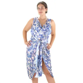 Women's Printed Satin Open Back With Ring Detail Dress,Multi